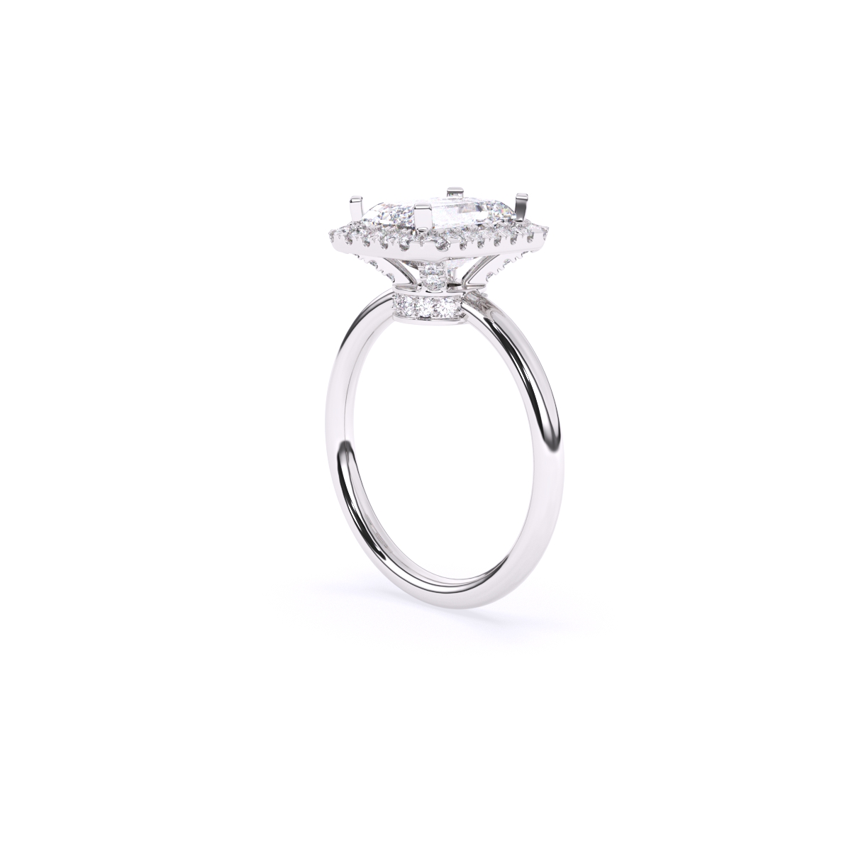Emerald Halo Solitaire Diamond Ring